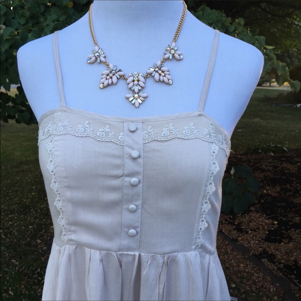 NWOT LACE HEM MAXI DRESS SPAGHETTI STRAP HI LOW LACE HEM - Picture 3 of 8